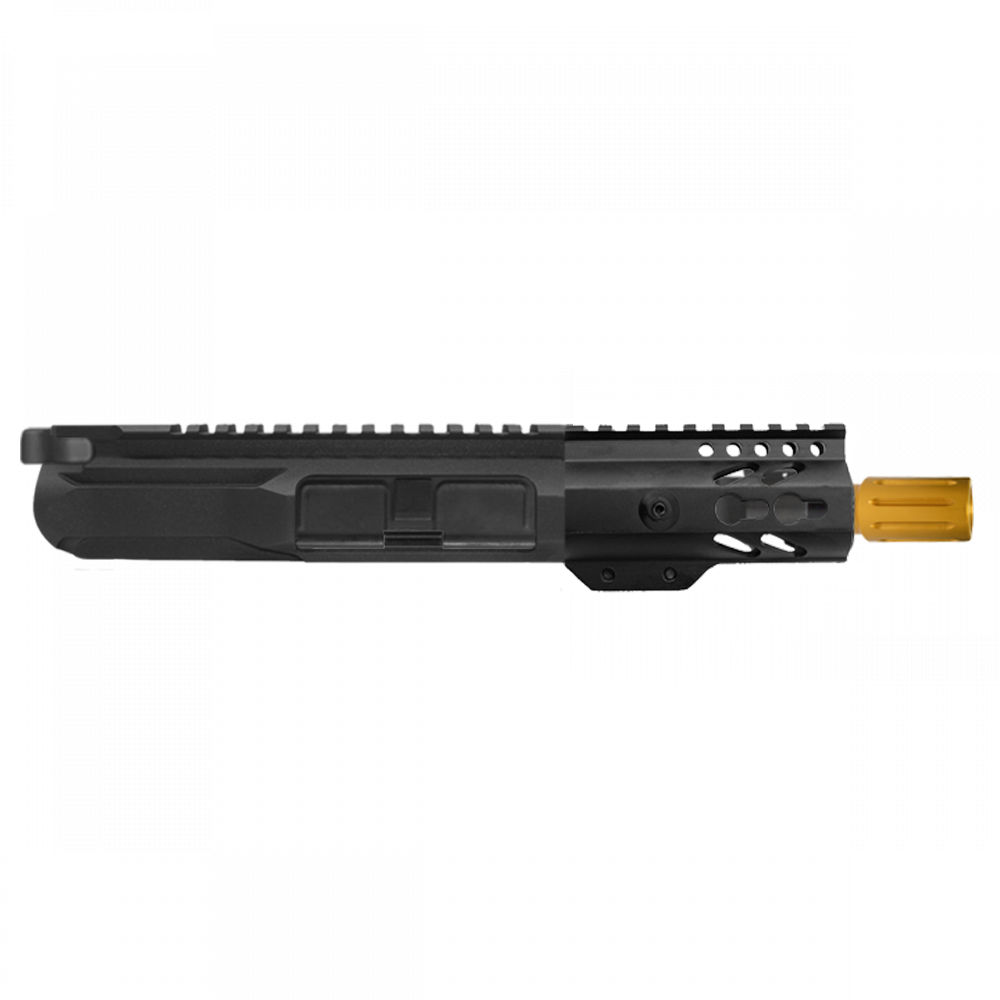 AR-15 5.56 NATO 5'' PISTOL - BILLET UPPER WITH 4'' HANDGUARD OPTIONS- GOLD MUZZLE BRAKE- UPPER ASSEMBLY